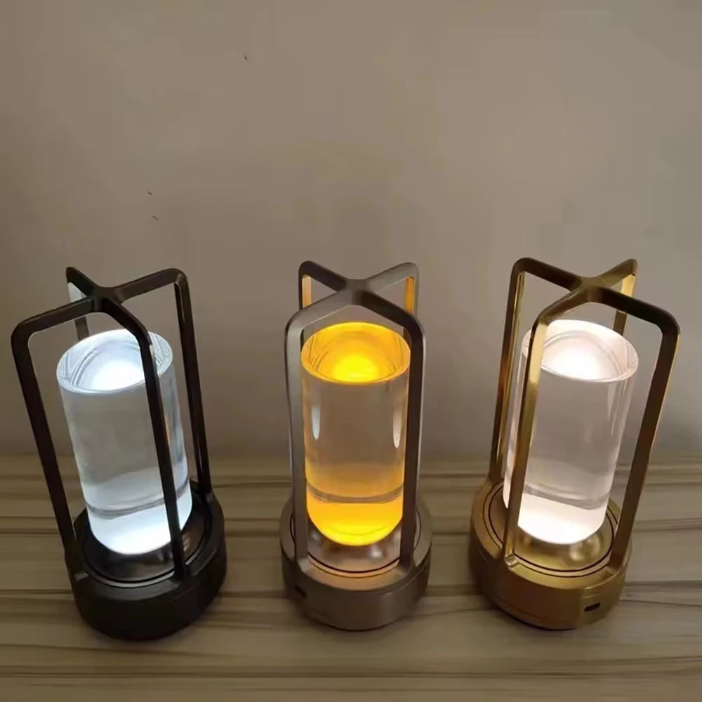 LED kristall tisch lampe Kunststoff Wiederaufladbare touch nacht lampe Schlafzimmer Nachttisch lampe Restaurant dekorative lampe