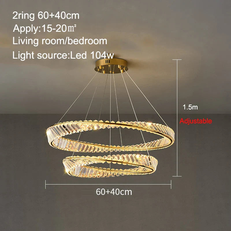 Decorbites™ Kristallring-Deckenleuchte – Moderner Luxus-LED-Kronleuchter für Schlafzimmer und Wohnzimmer