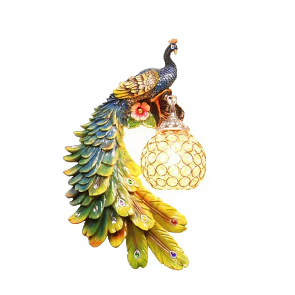 Decorbites™ Goldener Pfau-Kristall-Wandleuchte: Elegante nordische LED-Lampe für Gänge & Wände