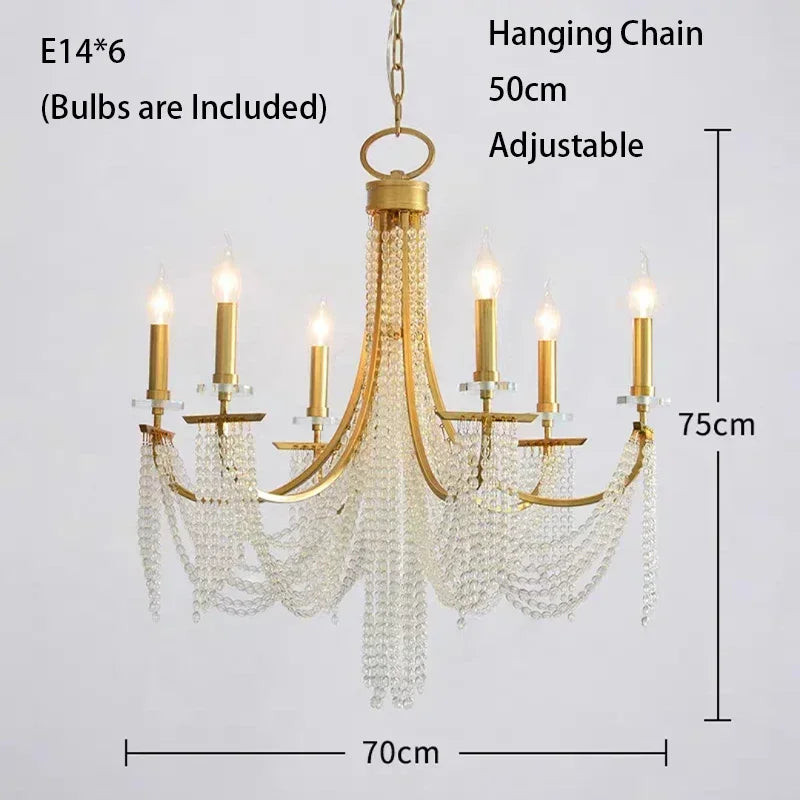 DecorBites™ Crystal Candle Chandelier: Elegant Hanging Lamp for Villa, Dining Room, Bedroom, Living Room