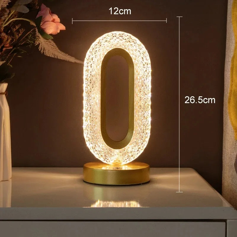 Schlafzimmer Crystal Touch Dimming Nachtlicht Mädchen Zimmer Home Decor Ästhetik USB Nachttisch LED Ambient Tisch 3D Mondlampe