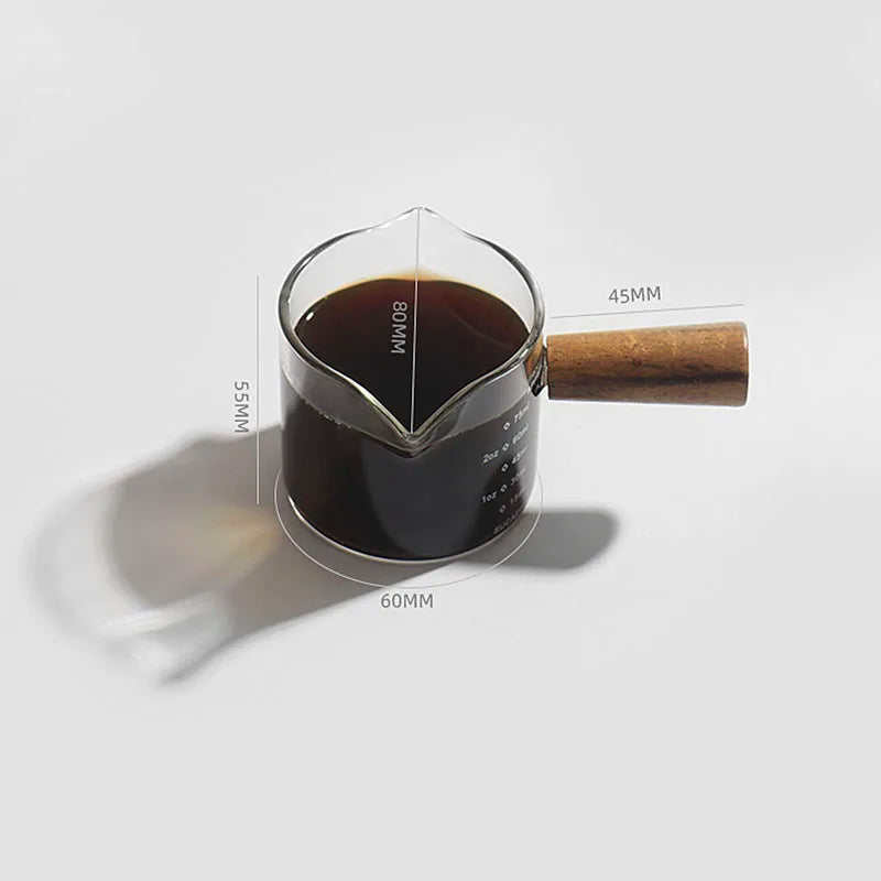 Decorbites™ Glas-Espresso-Kanne mit doppelten Ausgießen und Holzegriff