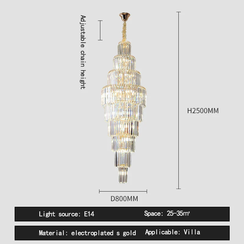 Decorbites™ Kristallanhänger-Lüster für Hotel-Lobby – Luxuriöses Hohl-Design – Nordischer Villenstil