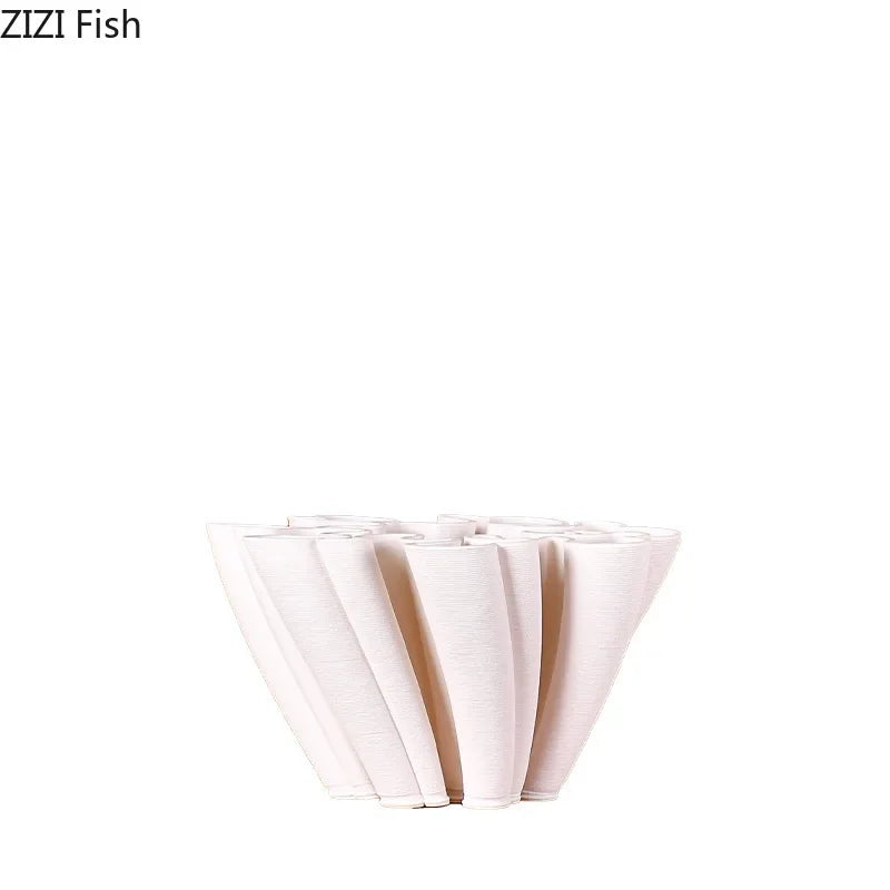 Decorbites™ Keramikvasen Pflanztöpfe Weißes Porzellan Blumenvasen für den Schreibtisch Dekoration Handwerk Blumenkübel