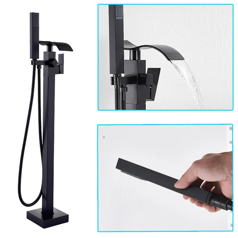 Decorbites™ Schwarz-Bronzene Badewannenarmatur | Einhebel-Wasserfall-Badewannenarmatur