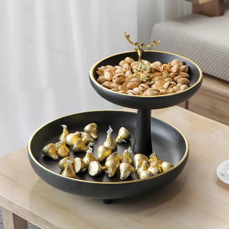 Decorbites™ Zweischichtiges Couchtisch-Tablett: Stilvolles Aufbewahrungsbox für Kosmetik, Schlüssel und Dekoration
