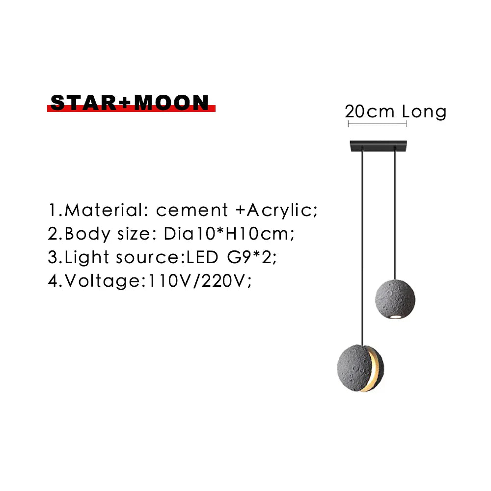 Decorbites™ Industrielle Zement-Pendantleuchten - Retro Mond-Stern-Kronleuchter-Armatur