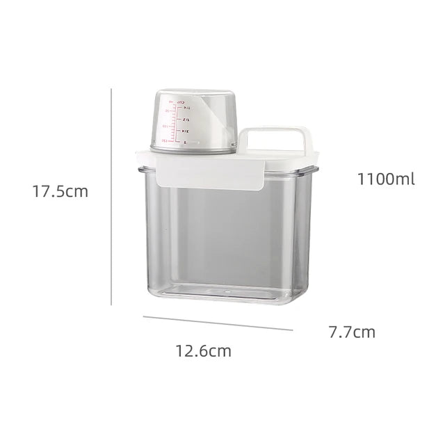 Decorbites™ Wäschepulver-Spenderbehälter mit Messbecher - Transparente Aufbewahrungsglastopf