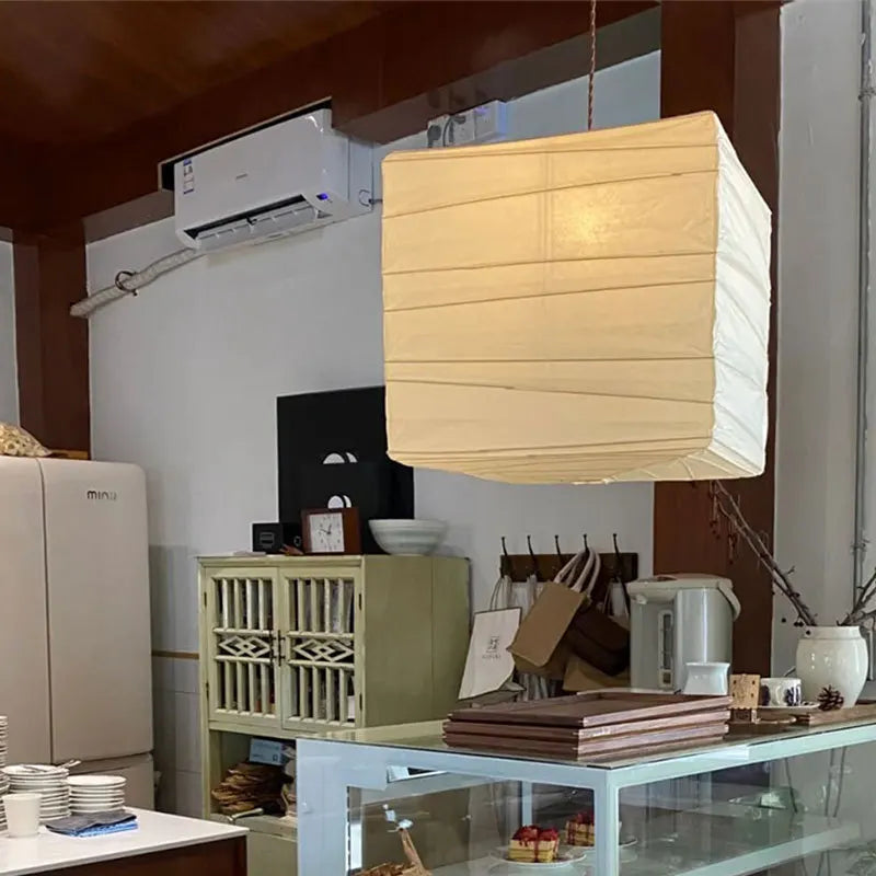 DecorBites™ Cube Rice Paper Pendant Lamp for Living Room Bedroom Cafe