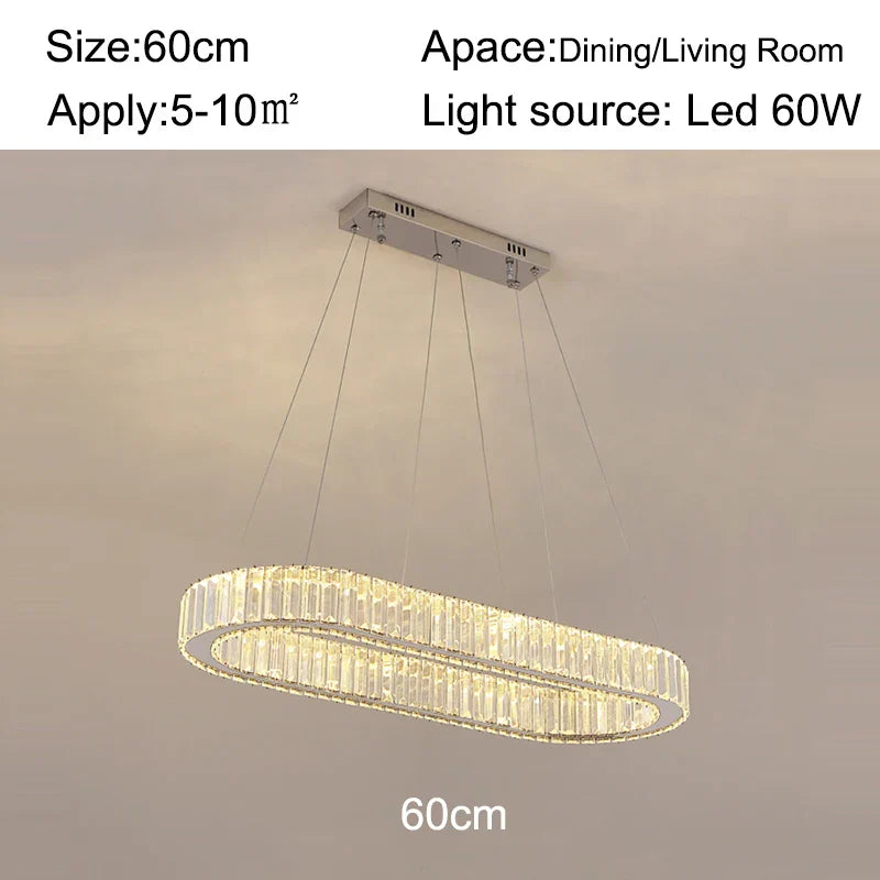 Decorbites™ Kristall-Oval-LED-Kronleuchter: Luxuriöse Leuchtarmatur für das Wohnzimmer – Modernes Design