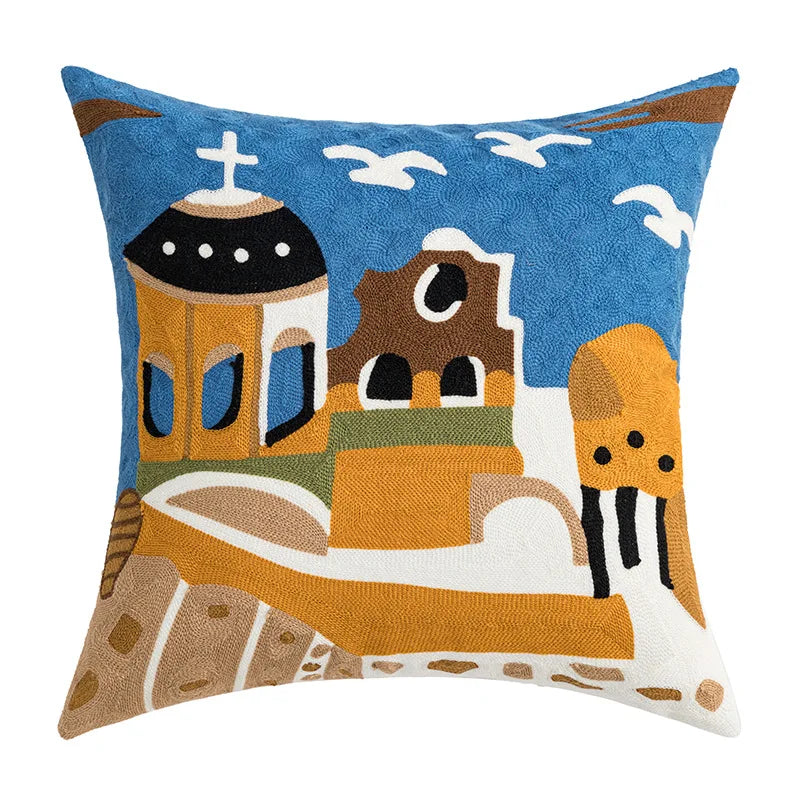 Decorbites™ Küstenschick Blau Geometrisches Kissenbezug 45x45cm Weiches Baumwoll Atmungsaktiv Reißverschluss