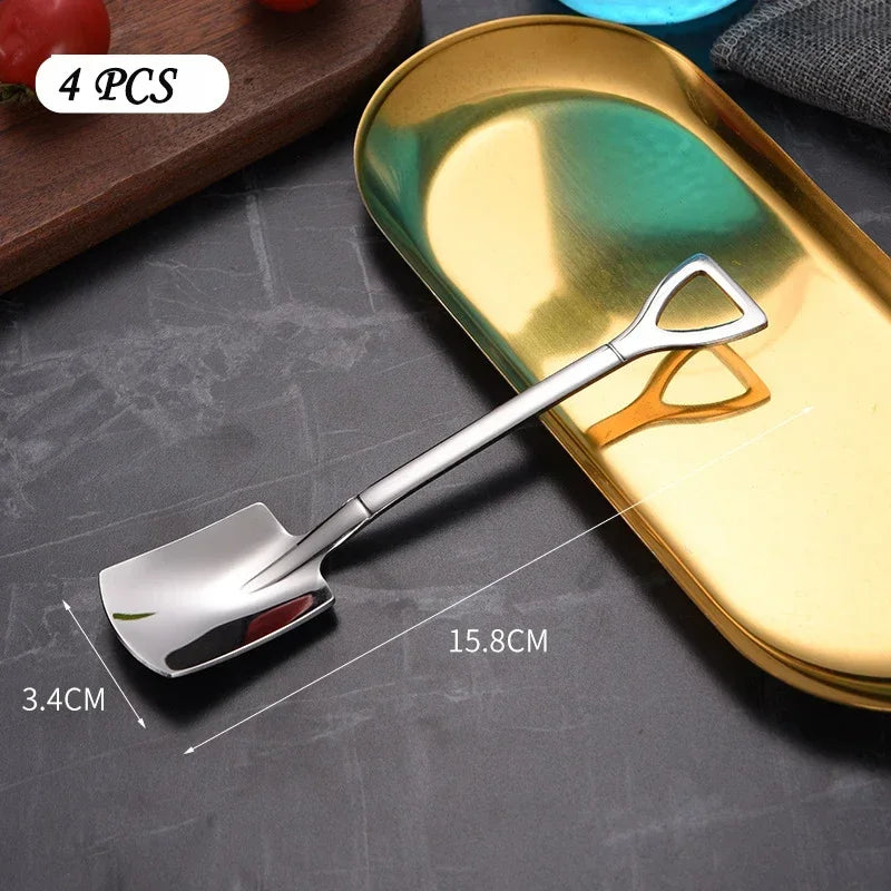 Decorbites™ 4-teiliges Set aus Edelstahl-Löffeln für Kaffee, Tee, Desserts und Eiscreme