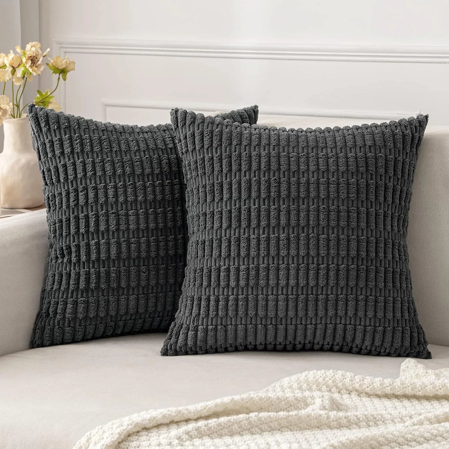 Decorbites™ Kordstoff gestreiftes Kissenbezug 18x18 Zoll Luxus Polsterhülle für das Wohnzimmer