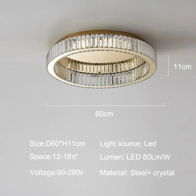 Decorbites™ Gold Kristall Deckenleuchte Ring LED – Moderne Luxus Innenraumbeleuchtung für Zuhause
