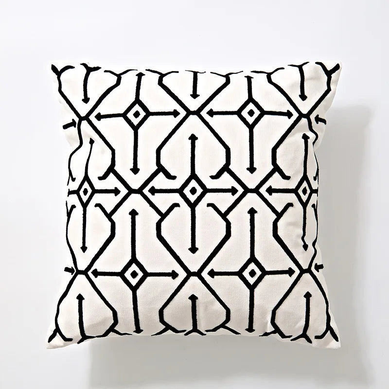 Decorbites™ Geometrisches Stickerei Kissenbezug 45x45 cm Schwarz Grau Weich Gemütlich für Heimdekoration