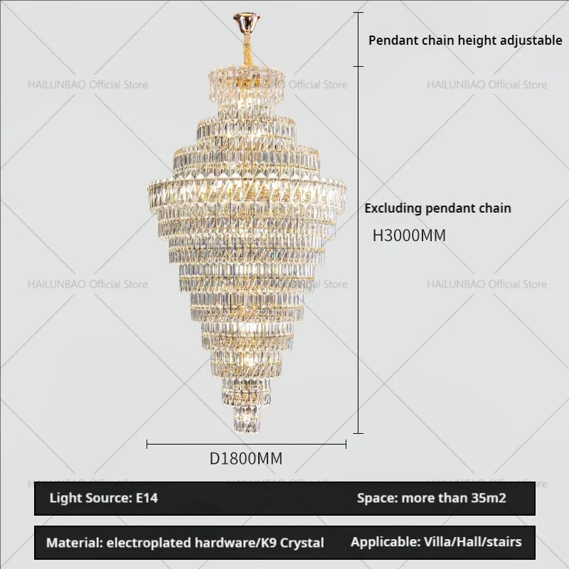 Decorbites™ Kristall-Leuchter: Penthouse-Lichtluxus für Villa-Wohnzimmer, rotierende Treppenhaus-Atmosphäre