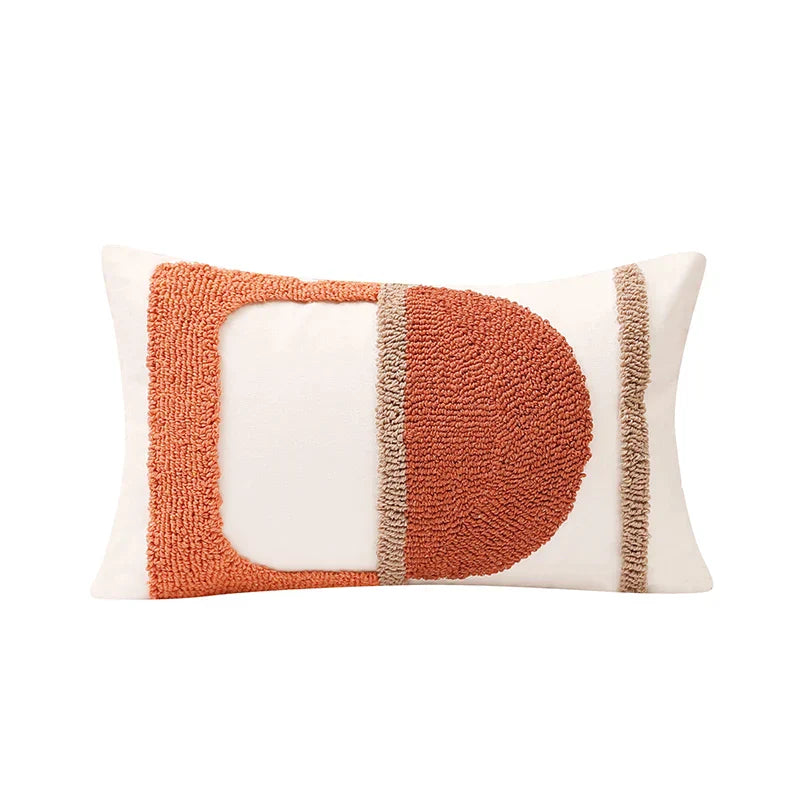 Decorbites™ Gematrisches Tufted Kissenbezug in verbranntem Orange Halbkreis für das Wohnzimmer