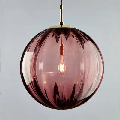Nordic Glass Globe Pendant Light With Iron Finish