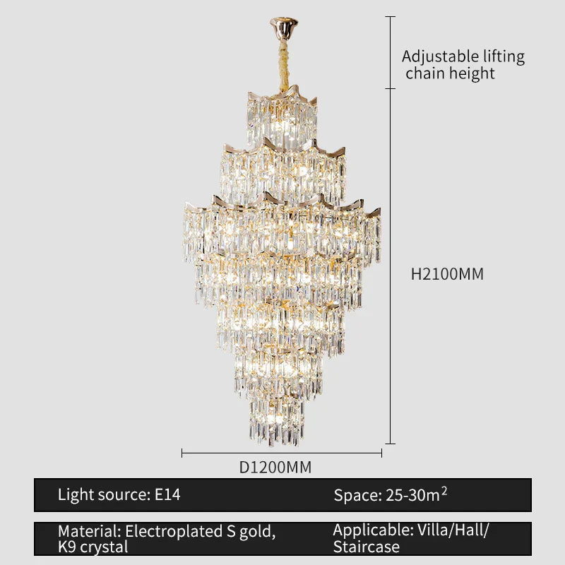 Decorbites™ Elegante Kristall-Kronleuchter für Duplex-Wohnzimmer, Hotelfoyer – Luxuriöse Atmosphäre
