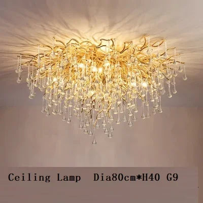 DecorBites™ Gold Crystal Tree Branch Chandelier for Dining Living Room Bedroom Decor
