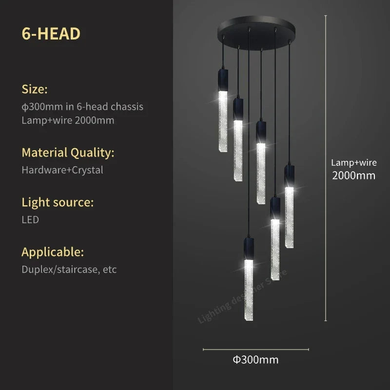 DecorBites™ Crystal Bubble Chandelier Pendant Light - Modern Staircase Hanging Fixture