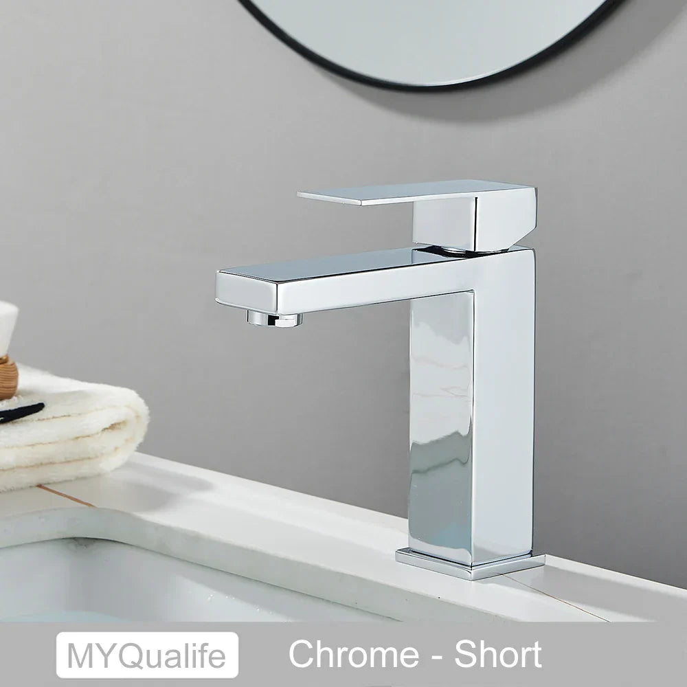 DecorBites™ Gold Stainless Steel Bathroom Basin Faucet Mixer Deck Mounted