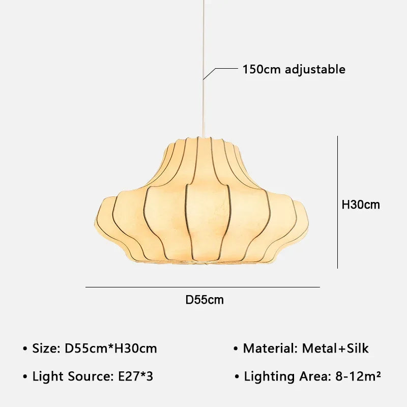 Japanese Wabi-Sabi White Silk Knitted Pendant Light