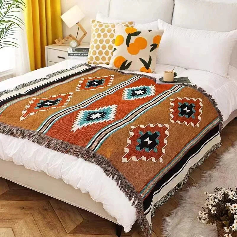 Decorbites™ Kuscheldecke aus Strick mit Fransen - Weich & doppelseitig für Bett- und Sofadecor