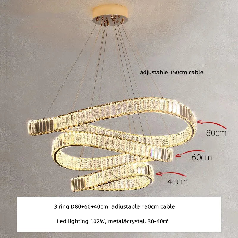DecorBites™ Crystal LED Pendant Chandelier - Modern Irregular Steel Foyer Lighting