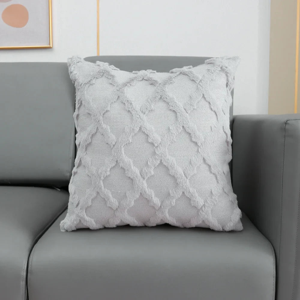DecorBites™ Fluffy Embroidery Diamond Cushion Cover for Home Decor - 45x45cm