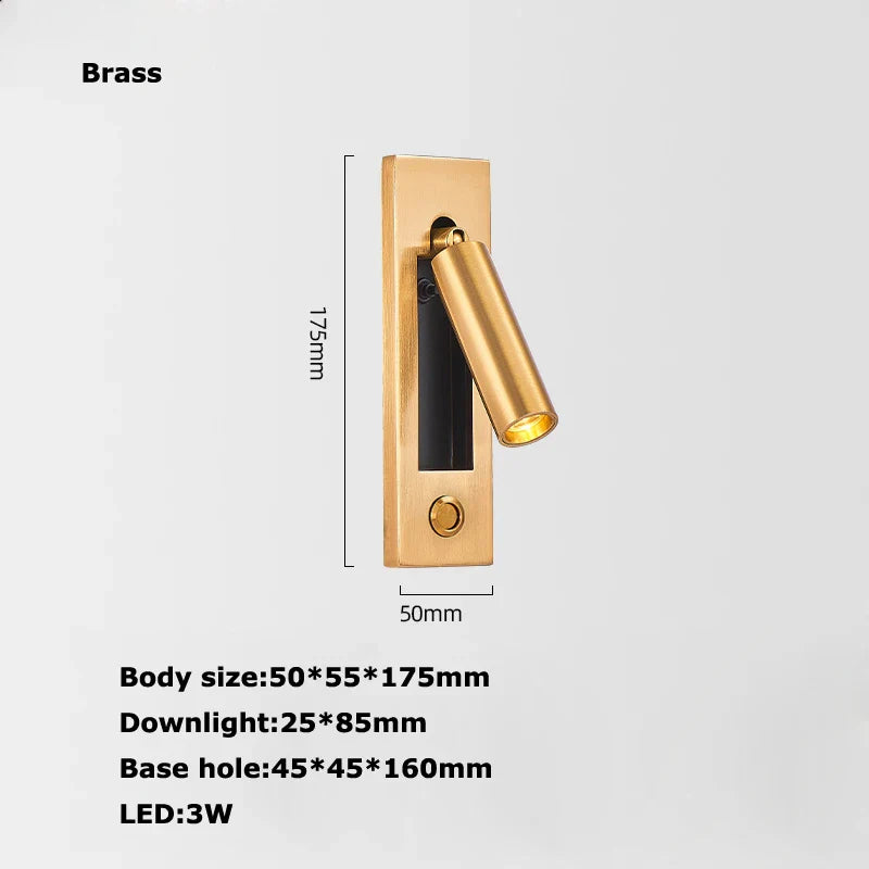 Decorbites™ LED-Wandleuchte mit Schalter, USB-Anschluss, drehbar – Leselampe für das Schlafzimmer