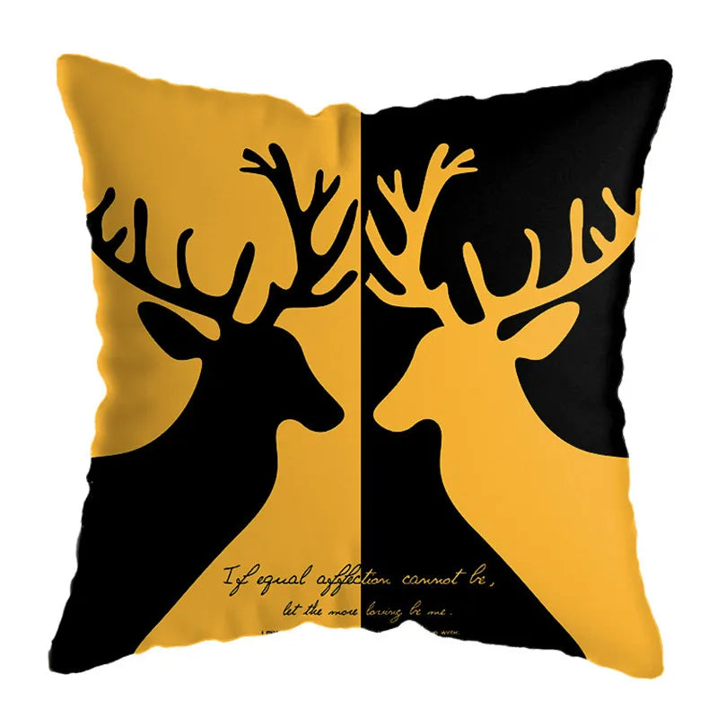 Decorbites™ Geometrisches Hirsch-Print Kissenbezug 45x45 cm - Gelb Hausteppich-Dekoration