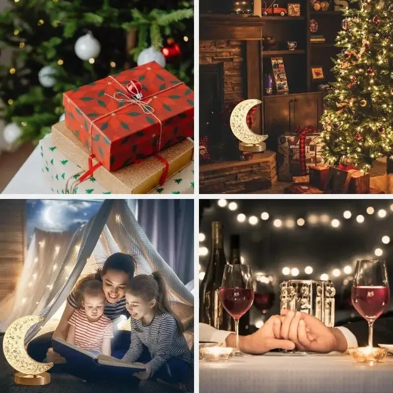 Schlafzimmer Crystal Touch Dimming Nachtlicht Mädchen Zimmer Home Decor Ästhetik USB Nachttisch LED Ambient Tisch 3D Mondlampe