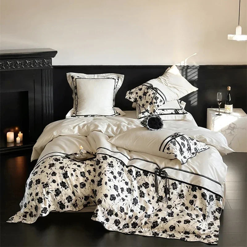 Decorbites™ Baumwoll-Patchwork-Bettwäsche-Set King Queen Ru Volle Größe Laken Daunenbezug Kissenbezug Bettwäsche