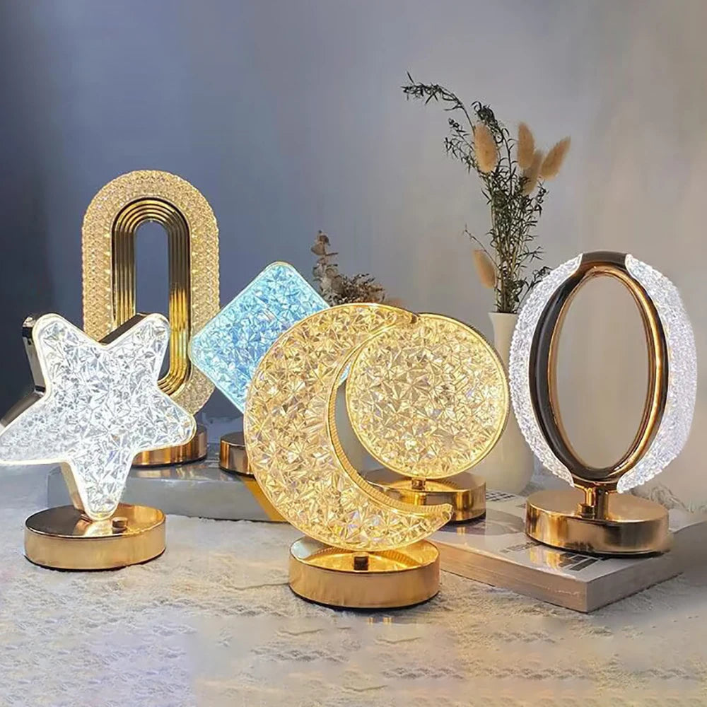 Schlafzimmer Crystal Touch Dimming Nachtlicht Mädchen Zimmer Home Decor Ästhetik USB Nachttisch LED Ambient Tisch 3D Mondlampe