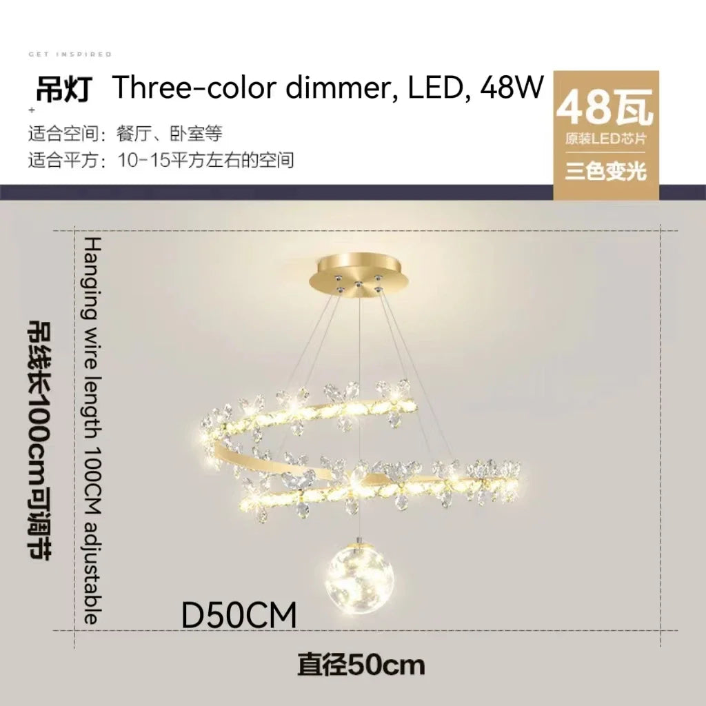 DecorBites™ Crystal Gold Ceiling Chandelier: Luxury Nordic Living Room Lamp