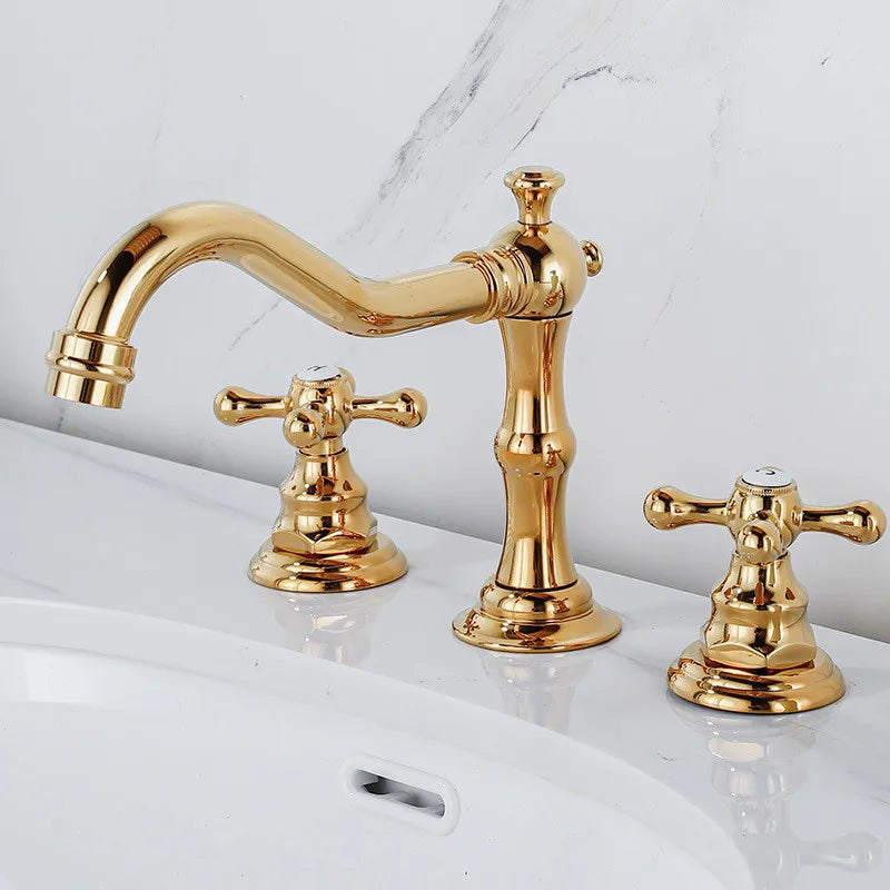 Antique Faucet Gold Bathroom Faucet With Double Handle
