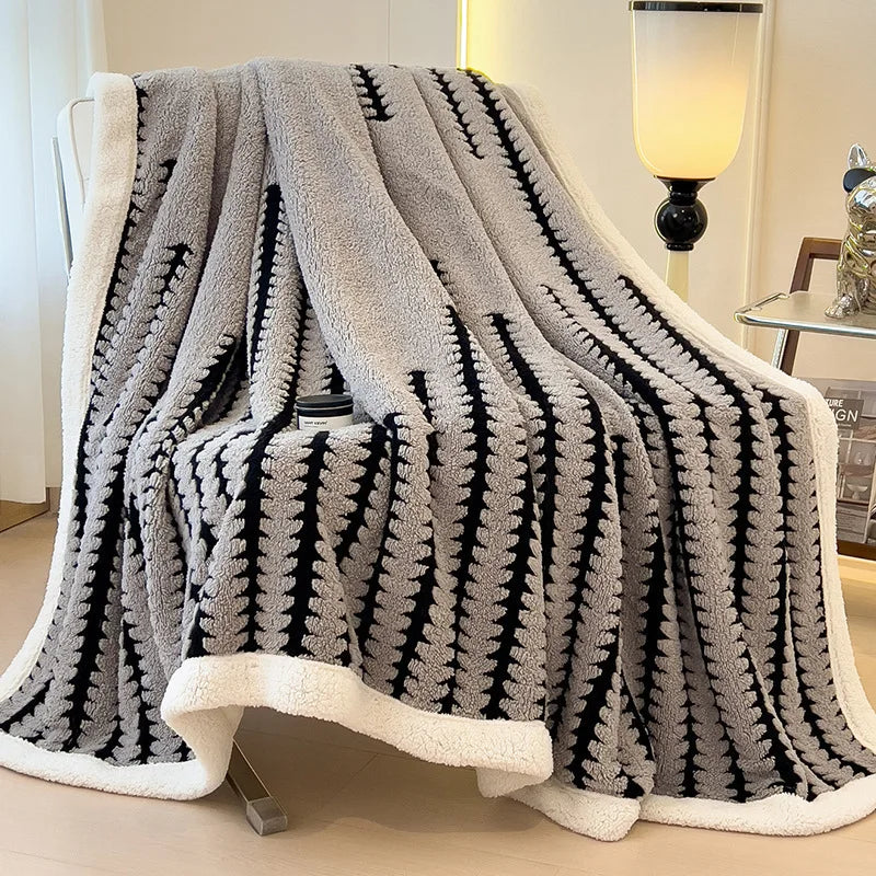 Decorbites™ Jacquard-Decke: Winterverdickte Lammwoll-Nap-Shawl für das Wohnzimmer