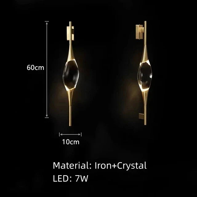 DecorBites™ Crystal Wall Sconce Copper Body Light for Bedside, Stair, Foyer, Dining Room