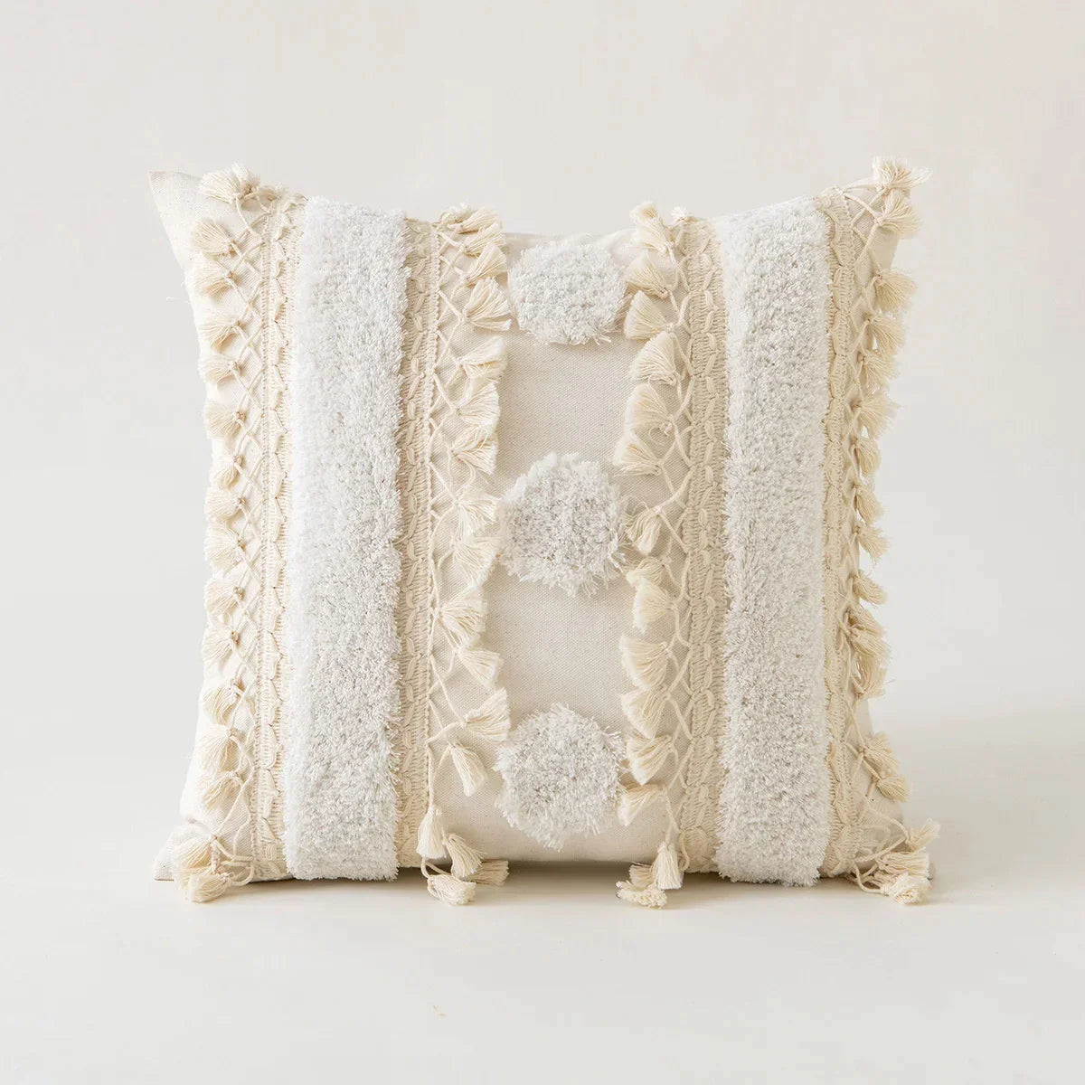 DecorBites™ Ivory Pompom Tassel Pillow Cover 45x45cm/30x50cm Home Decor Sofa Seasonable