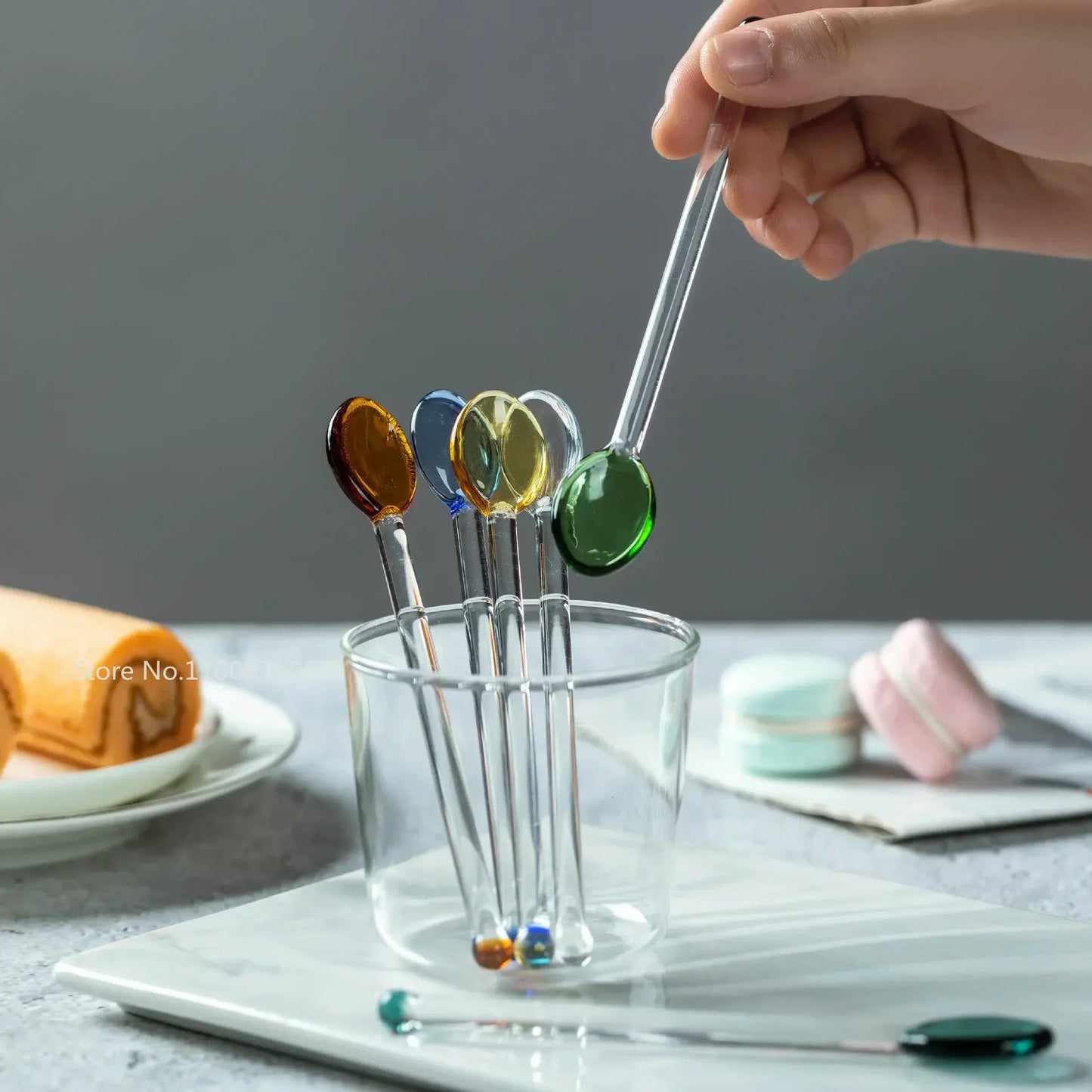 Decorbites™ hitzebeständiges Glaslöffel-Set für Kaffee, Dessert & Gewürzglas, Teelöffel