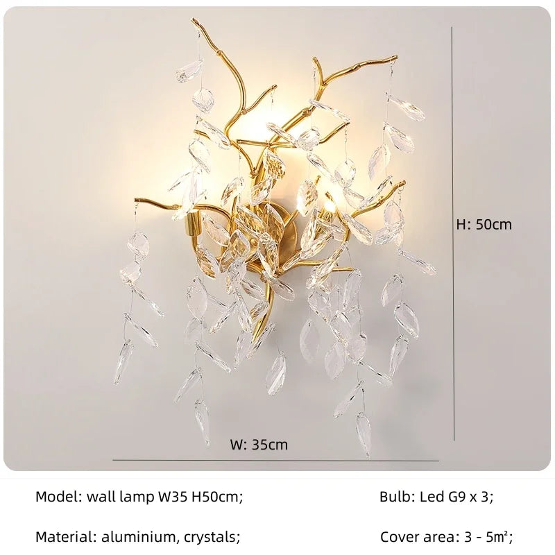 Decorbites™ Kristallzweig-Kronleuchter LED-Hängeleuchten Elegantes Villa-Wohnzimmer Gold-Dekor