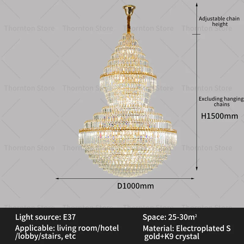 Decorbites™ Kristall-Hohlraum-Kronleuchter für luxuriöses Wohnzimmer und Treppenlampen