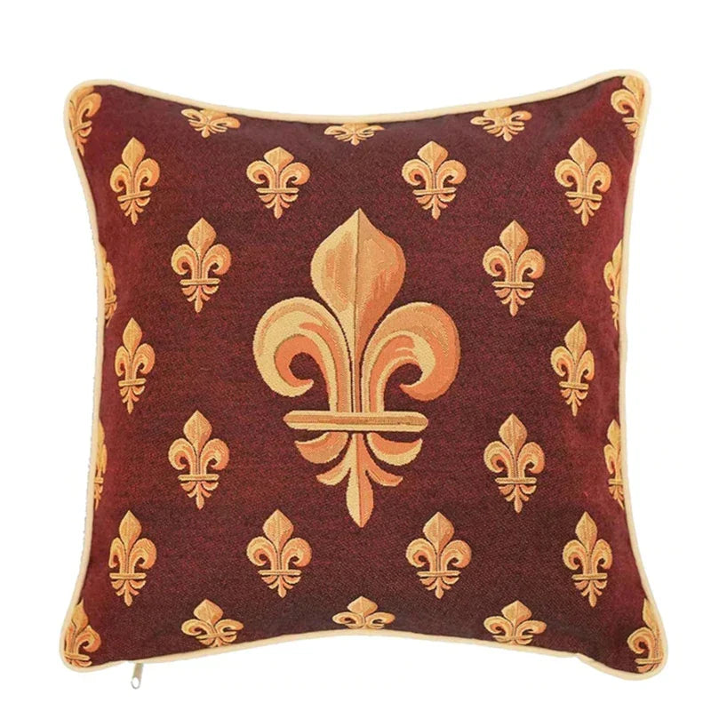 Decorbites™ Barock-Krone-Jacquard-Gobelin-Kissenbezug 45x45 cm für Wohnzimmer-Sofa