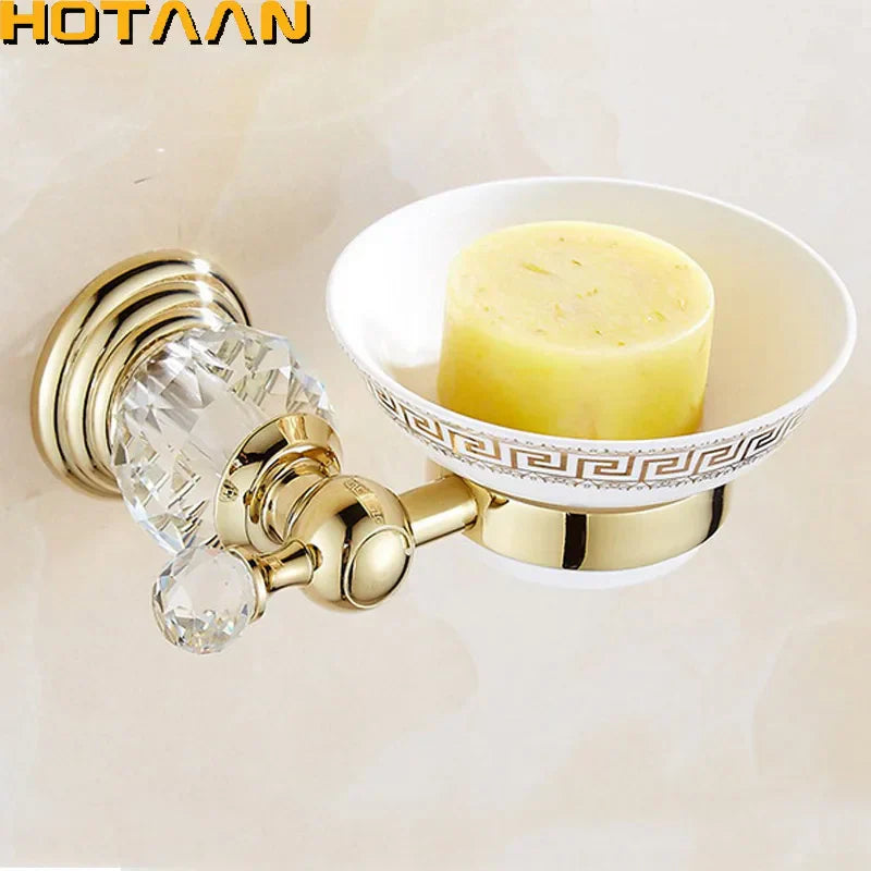 Decorbites™ Gold Kristall Messing Keramik Badezimmer Seifenhalter Heimdekoration Verbessern Sie die Badezimmeraufbewahrung