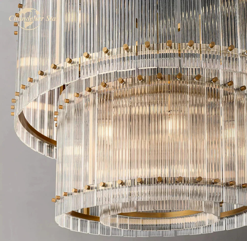 Decorbites™ Klarer LED-Glas-Lüster, zweistufiger runder Pendellicht für das Wohnzimmer