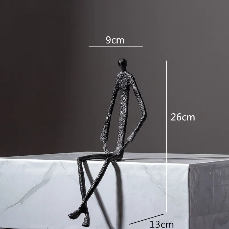 Decorbites™ Abstrakte Metall-Skulptur Mensch Gusseisen Schwarze Person Schreibtisch-Dekoration