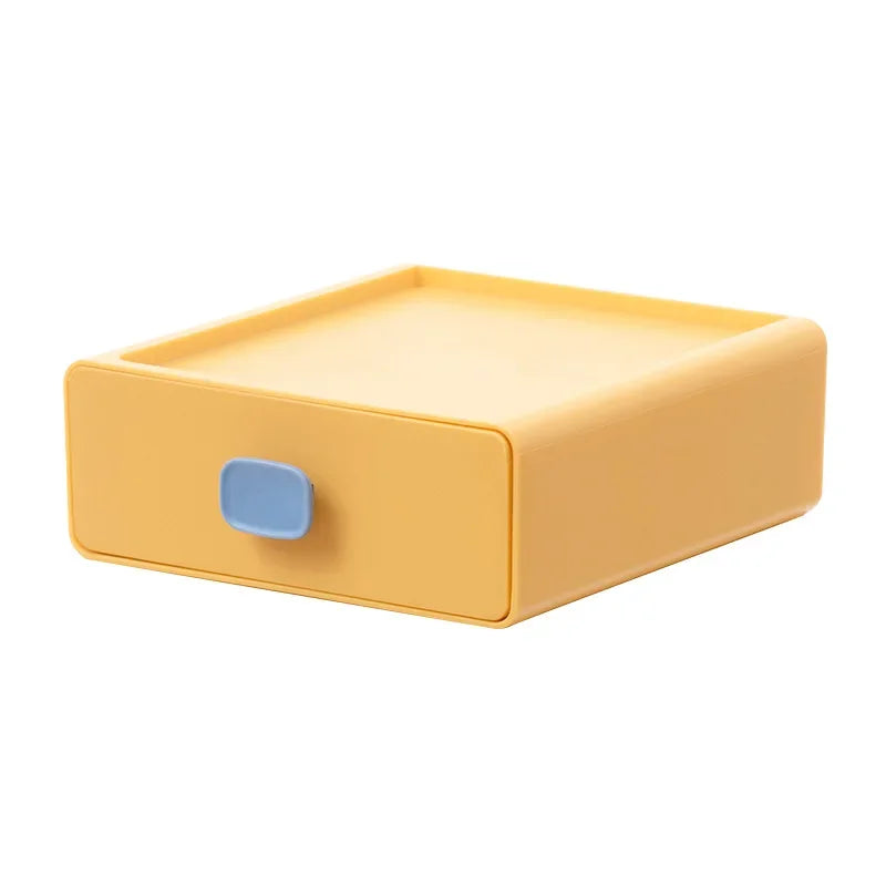 DecorBites™ Desktop Cosmetic Storage Box: Small Plastic Jewelry & Makeup Organizer