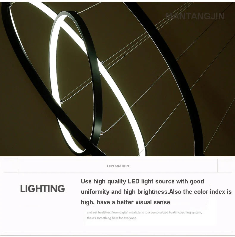 Decorbites™ Circle Rings LED-Hängeleuchte, moderne modische Lampe für Wohnzimmer & Esszimmer