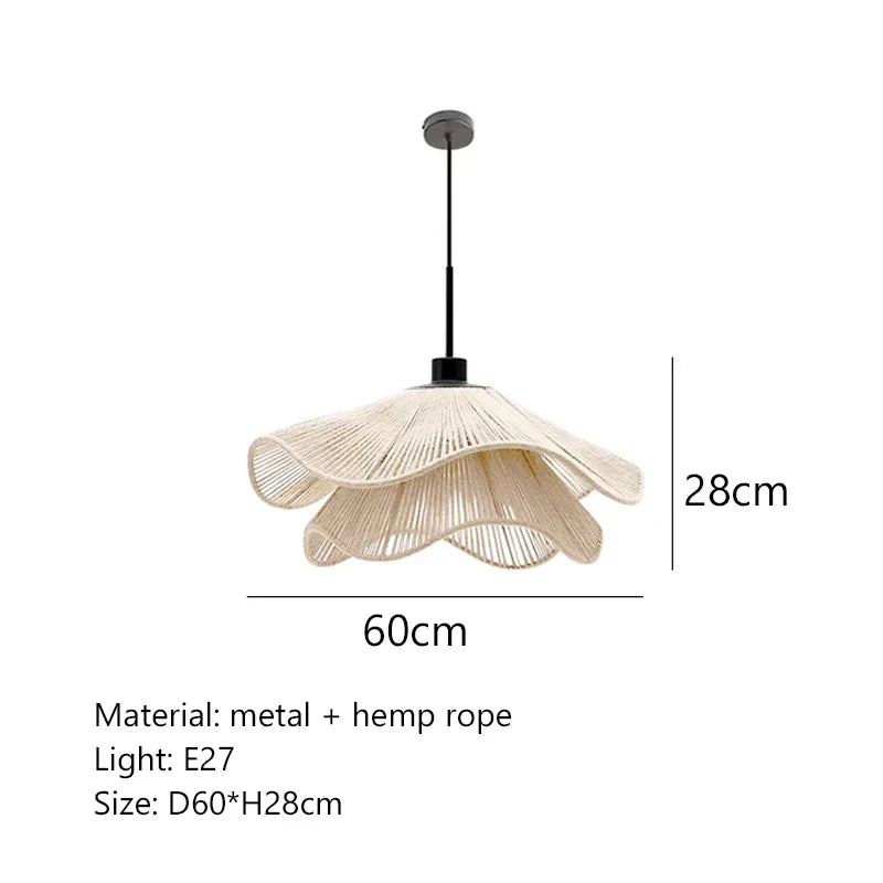 Decorbites™ Hanfseil-Leuchter: Nordisch-minimalistisches Wabi-Sabi LED-Hängeleuchte für Esszimmer & Schlafzimmer